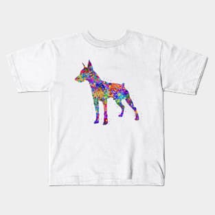 Doberman dog watercolor Kids T-Shirt